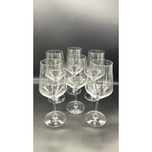 Stolzle Lausitz Set of 6 Clear Crystal Signed Wine Glasses 9.5" Made in Germany